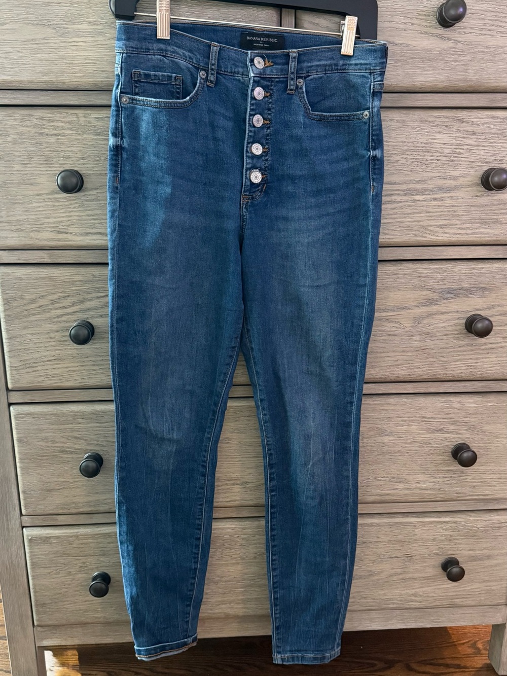 Banana Republic High-Rise Button-Fly Indigo Skinny Jeans